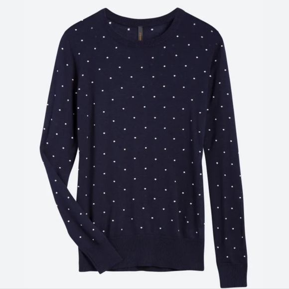 Small Renee C Jerri Deep Navy & White Polka Dot Cotton Blend Pullover EUC - Picture 1 of 10